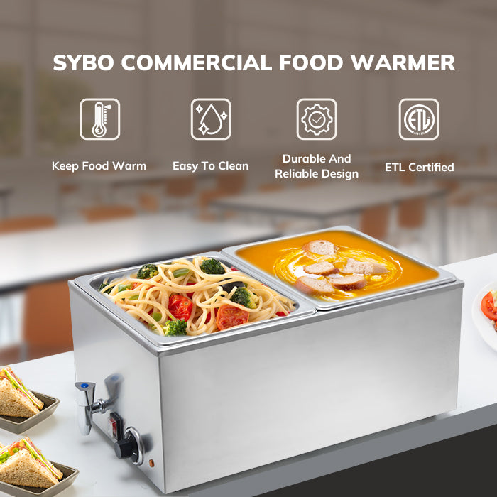 SYBO Buffet Food Warmer 2 Sections with/without Tap