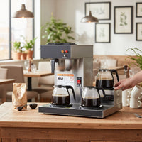SYBO 12-Cup Drip Coffee Maker with 3 Glass Carafes and Warmers