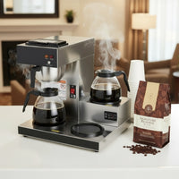 SYBO 12-Cup Drip Coffee Maker with 3 Glass Carafes and Warmers