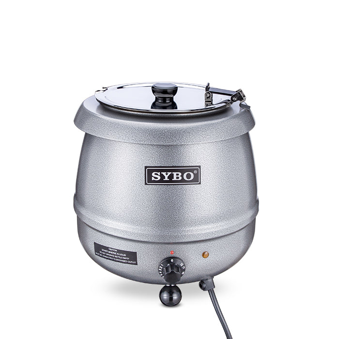 SYBO Stainless Steel Soup Kettle with Hinged Lid and Insert Pot, 10.5 Quarts, Commercial Grade, Silver