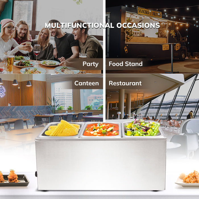 SYBO Buffet Food Warmer 3 Sections with/without Tap