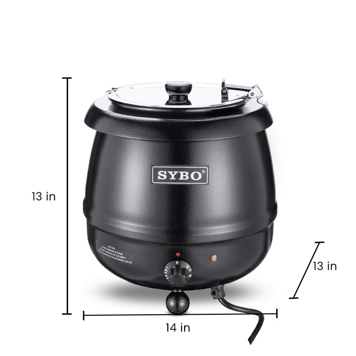 Sybo 10.5 Quart Electric Soup Warmer Commercial Crock Pot w/ Hinged Lid,  Brown 