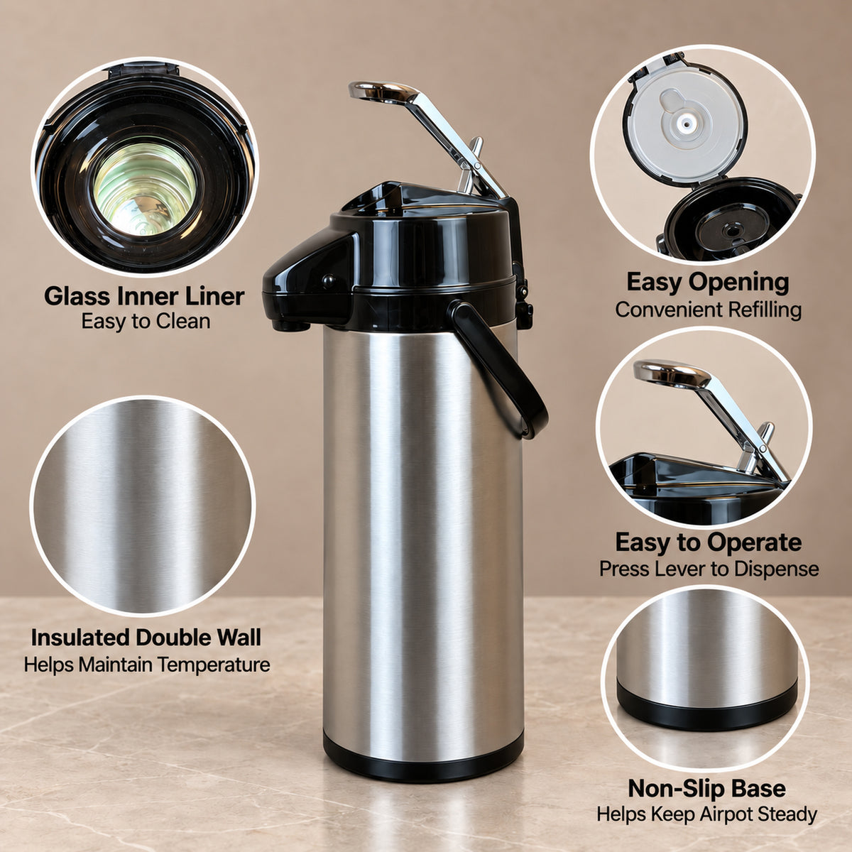 SYBO Commercial Drip Coffee Maker with 2.2 Liter Airpot, Pour-Over & Water Line Brewer