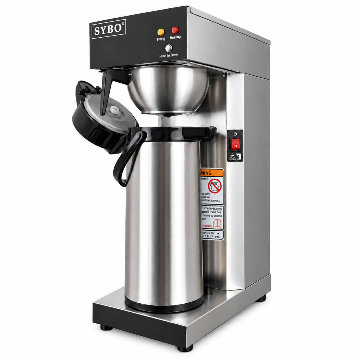 SYBO Commercial Drip Coffee Maker with 2.2 Liter Airpot, Pour-Over & Water Line Brewer