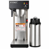SYBO Commercial Drip Coffee Maker with 2.2 Liter Airpot, Pour-Over & Water Line Brewer