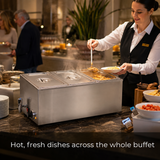 SYBO Buffet Food Warmer 3 Sections with/without Tap in commercial use — Hot, fresh dishes across the whole buffet