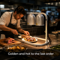 SYBO Portable Food Heat Lamp in commercial use — Golden and hot to the last order