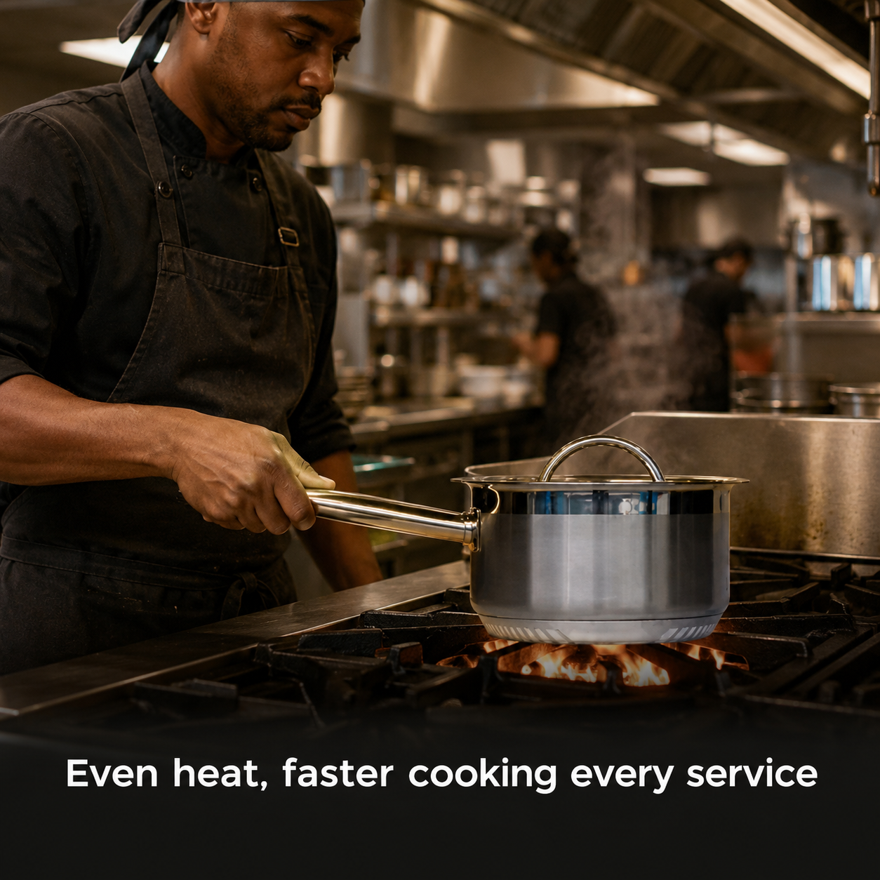 Turbo Sauce Pan in commercial use — Even heat, faster cooking every service