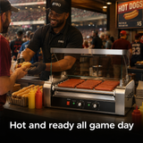 SYBO Electric Hot Dog Roller Grill in commercial use — Hot and ready all game day