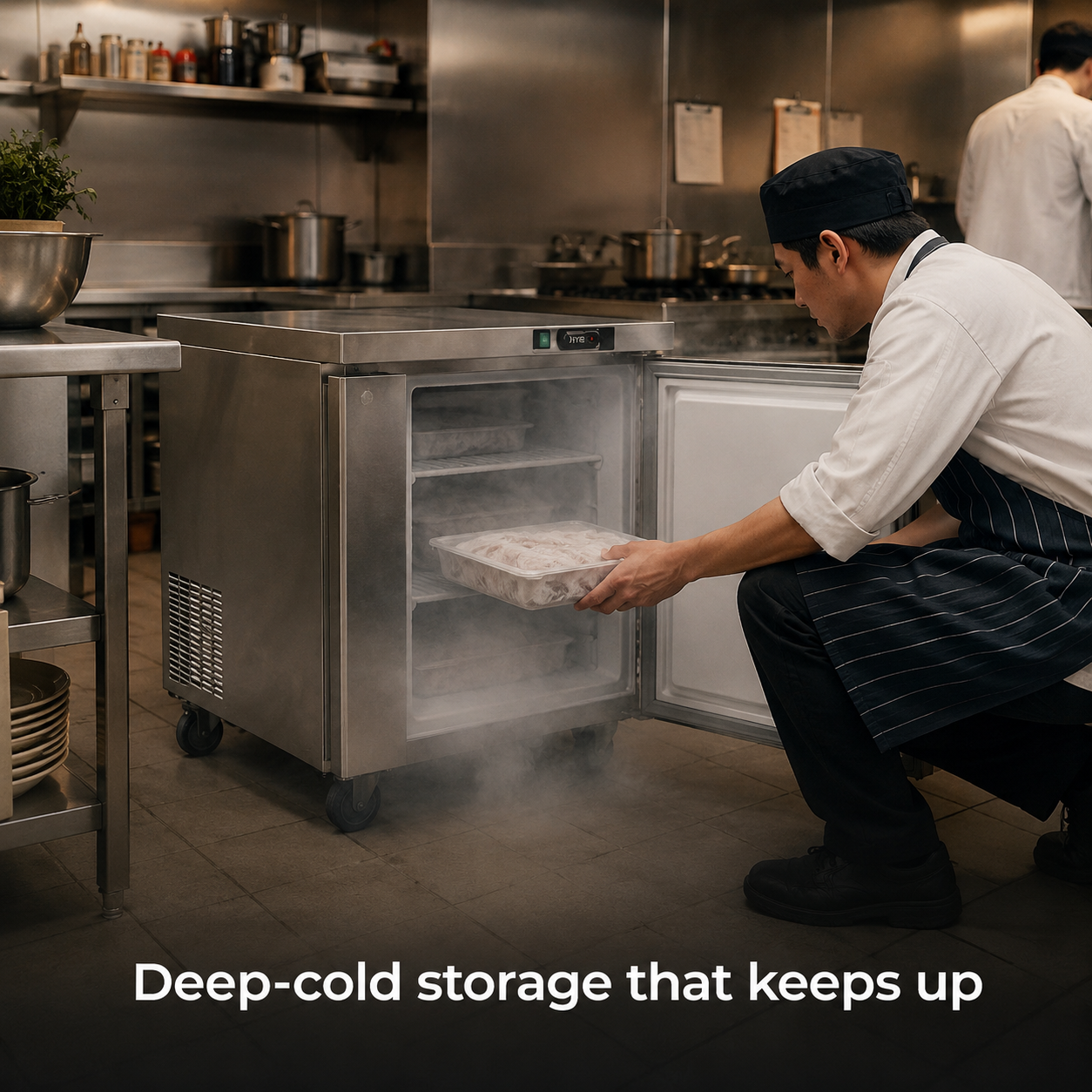 SYBO Commercial Under-Counter Freezer in commercial use — Deep-cold storage that keeps up