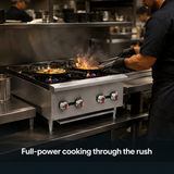 SYBO Commercial Gas Countertop Range in commercial use — Full-power cooking through the rush