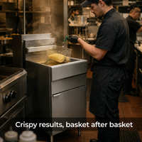 SYBO Commercial Gas Fryer in commercial use — Crispy results, basket after basket