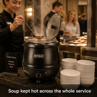SYBO Electric Soup Warmer in commercial use — Soup kept hot across the whole service
