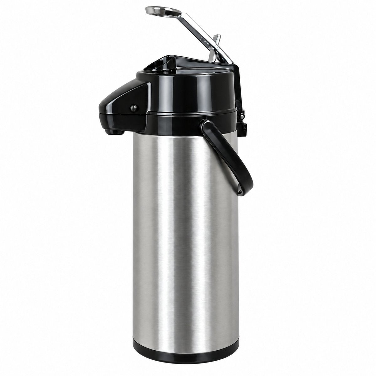 2.2 liter stainless steel pump airpot with lever top for self-serve coffee